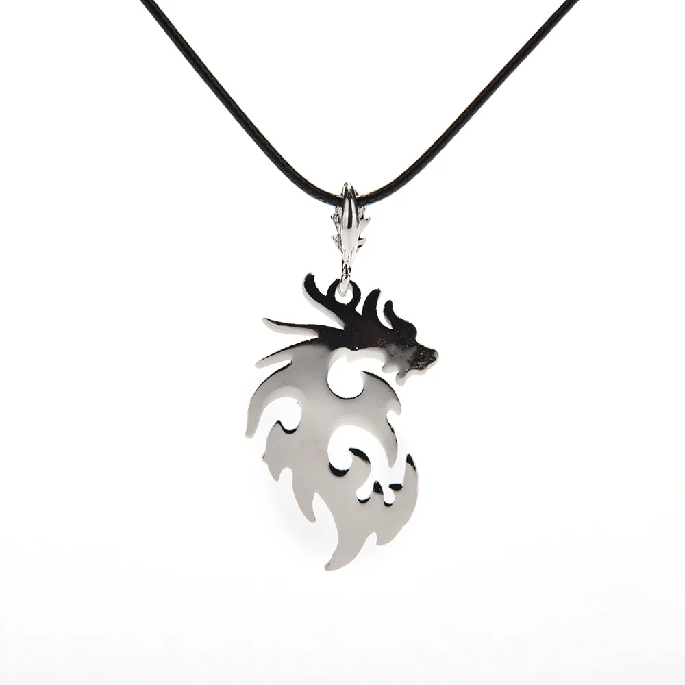 

1 Pc Dragon Shape Pendant Necklaces Men Leather Metal Jewelry Necklace Silver Plated New Arrival