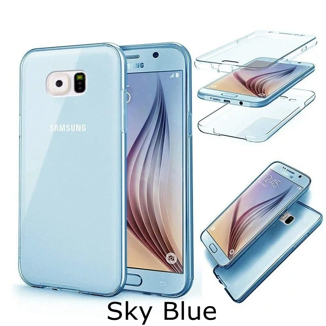 360 градусов чехол для samsung S10 S8 S9 плюс A6 A7 A8 плюс A750 S6 S7 край J4 J6 Note 8 9 A3 A5 A7 мягкий прозрачный чехол для всего тела - Цвет: Blue