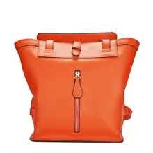 Trendy Fashion Genuine Leather Backpack Women Top Layer Cowhide Casual Hand Bag Black Orange Stylish Schoolbag For Grils