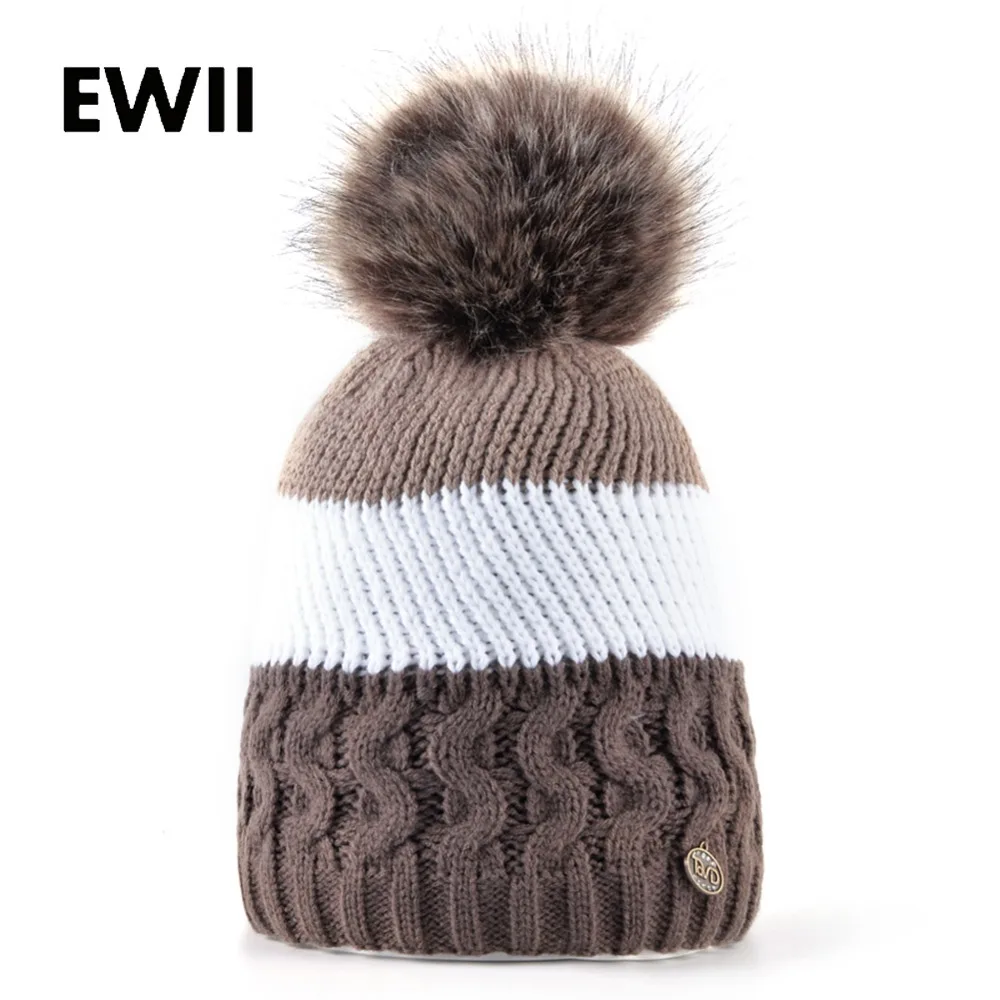 

2017 Beanie hats for women Imitation fur pompoms cap girls knitted hat skullies women winter beanies warm caps chapeu bone