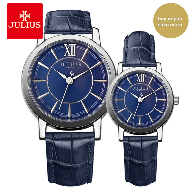 

Julius Men Women Couple's Watches For Lovers Pair Watch Leather Casual Whatches High Quality Fashion Brand Clock Quartz E1