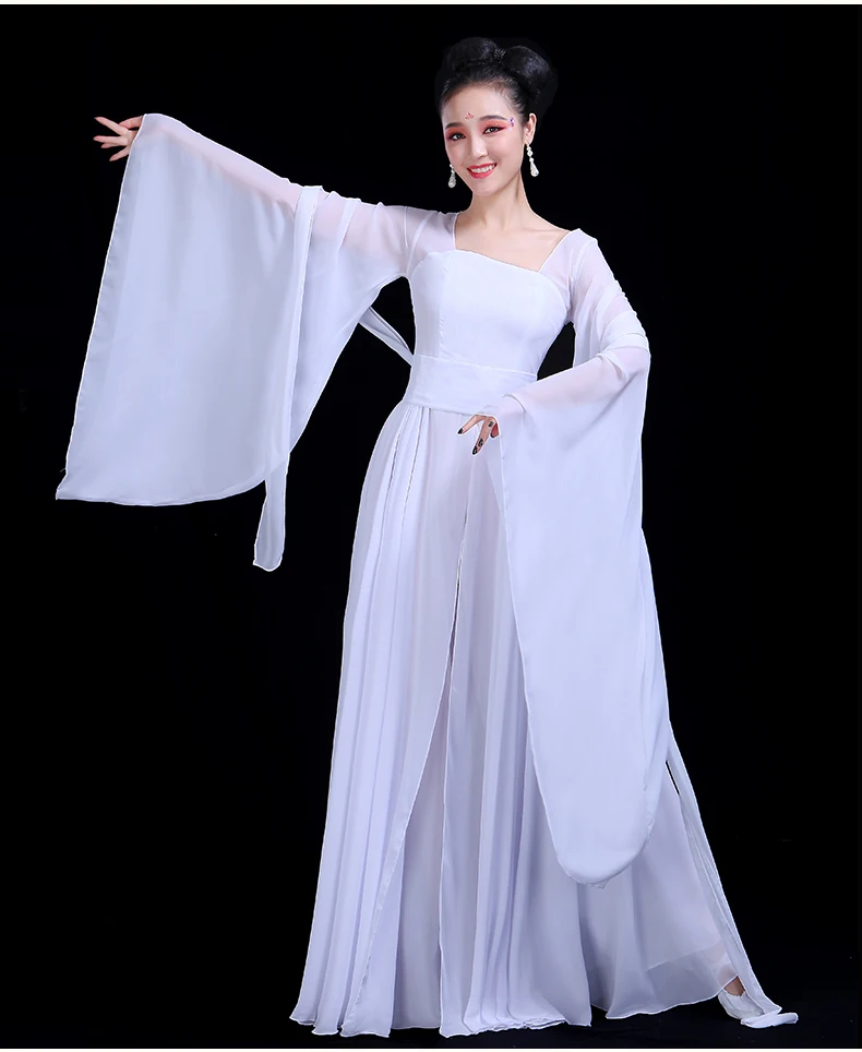 Классический китайский танец костюмы женские элегантные и элегантные Hanfu с широкими рукавами stream юбка Феи одежда для выступлений