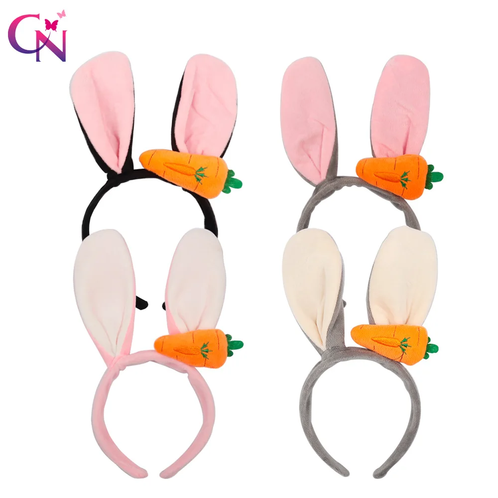

CN Hair Accessories Rabbit Ears Headband for Girls Coral Fleece Hairbands Children Kids Bunny Head Bands