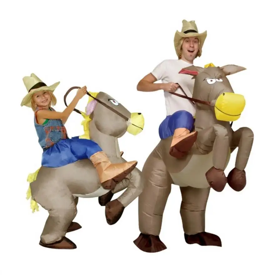 

Brown Cowboy Horse Outfit funny Inflatable costume Halloween Carnival Cosplay Cow boy Rider Horse Inflatable Costume For Adults