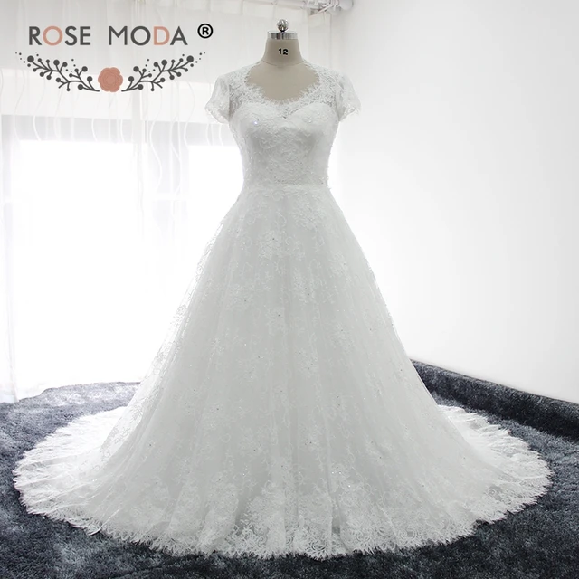 queen anne wedding dresses tulle rose moda queen anne neckline short sleeves lace line wedding dress illusion back winter queen anne wedding dresses tulle rose moda queen anne neckline short sleeves lace line wedding dress illusion back winter