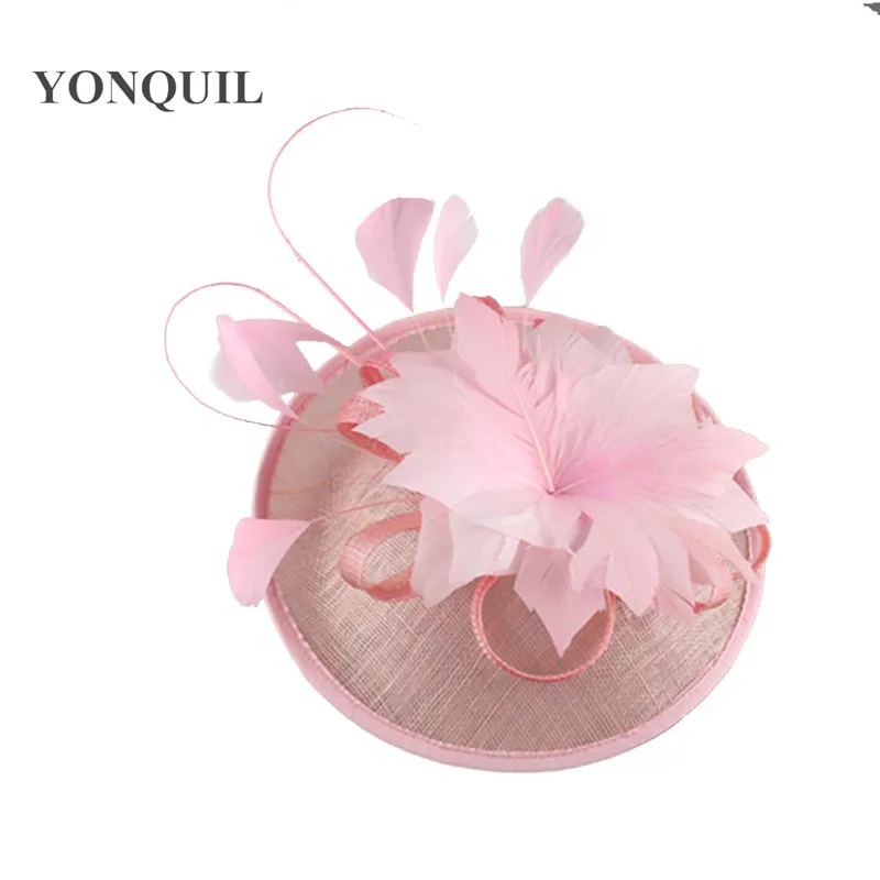 Ярко-розовая шляпка-чародей для женщин, элегантные женские аксессуары для волос с перьями и цветами, Коктейльные Свадебные церковные головные уборы, подарок на год