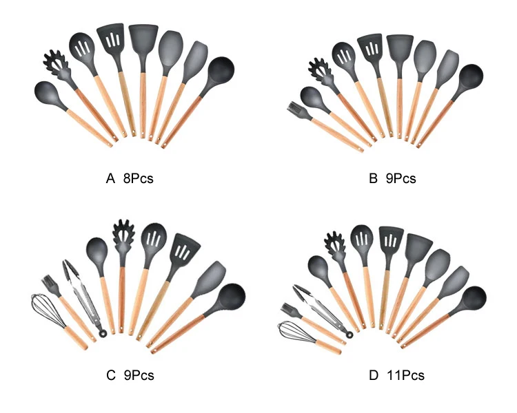 Кухонная утварь набор инструментов для приготовления пищи деревянная ручка ложка лопатка термостойкая Антипригарная посуда для выпечки принадлежности