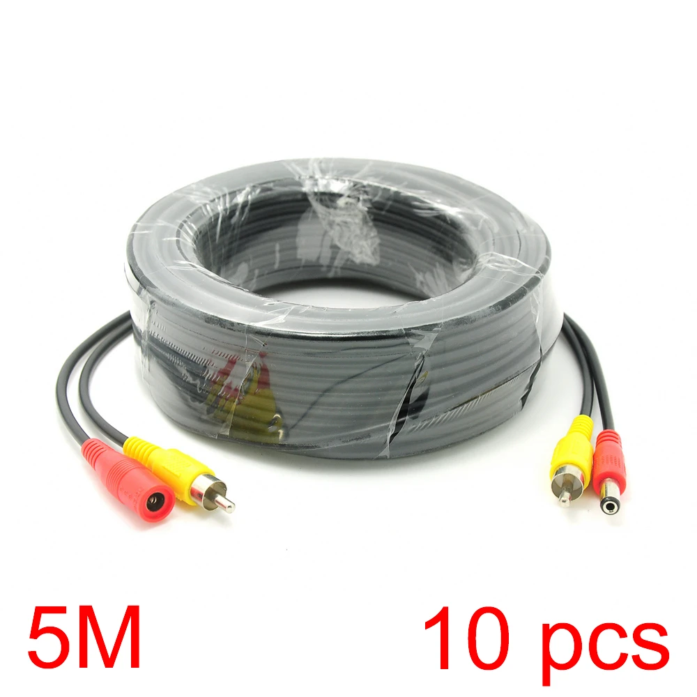 10x 5M/16FT RCA DC Connector Power Audio Video Cable For CCTV Camera Security 10x 5M/16FT RCA DC Connector Power Audio Video Cable For CCTV Camera Security