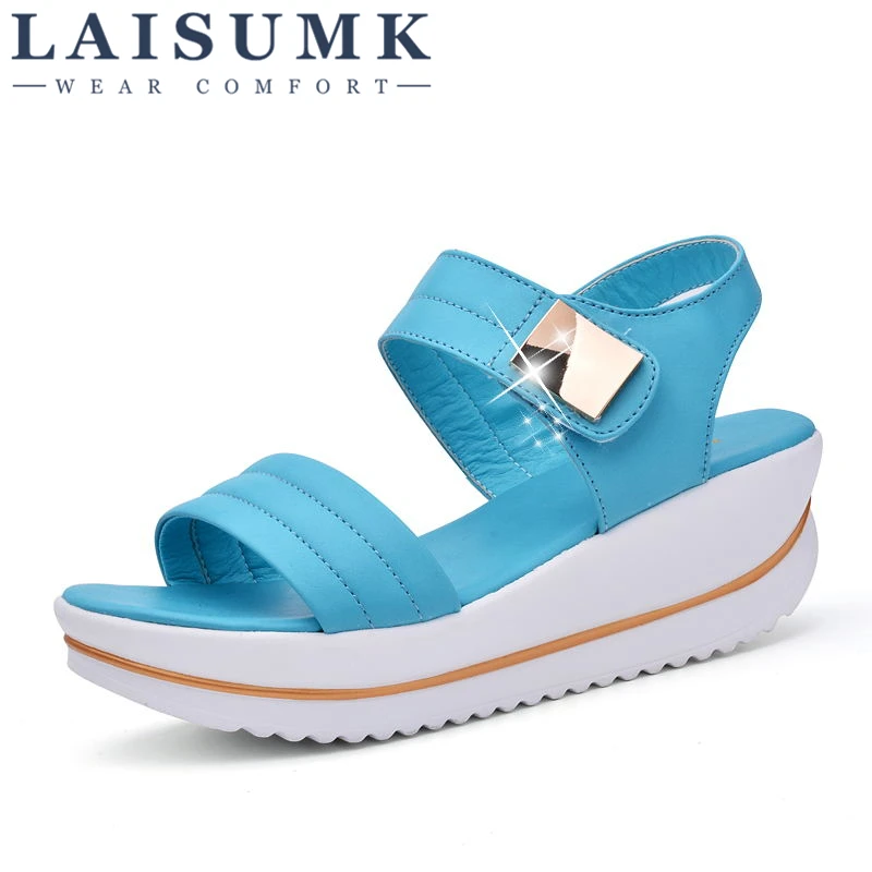 

2018 LAISUMK Hot Summer Women Sandals Fashion Superior Quality Comfortable Wedges Women Sandals For Lady Shoes High Platform
