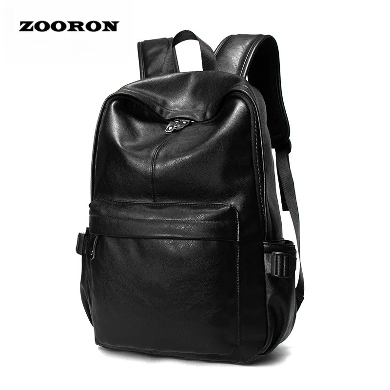 Men's Big Black Leather Backpack