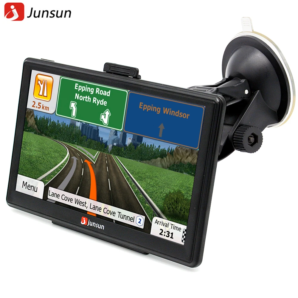 Junsun 7 inch HD Car GPS Navigation Bluetooth AVIN Capacitive screen FM 8GB/256MB Vehicle Truck GPS Europe Sat nav Lifetime Map