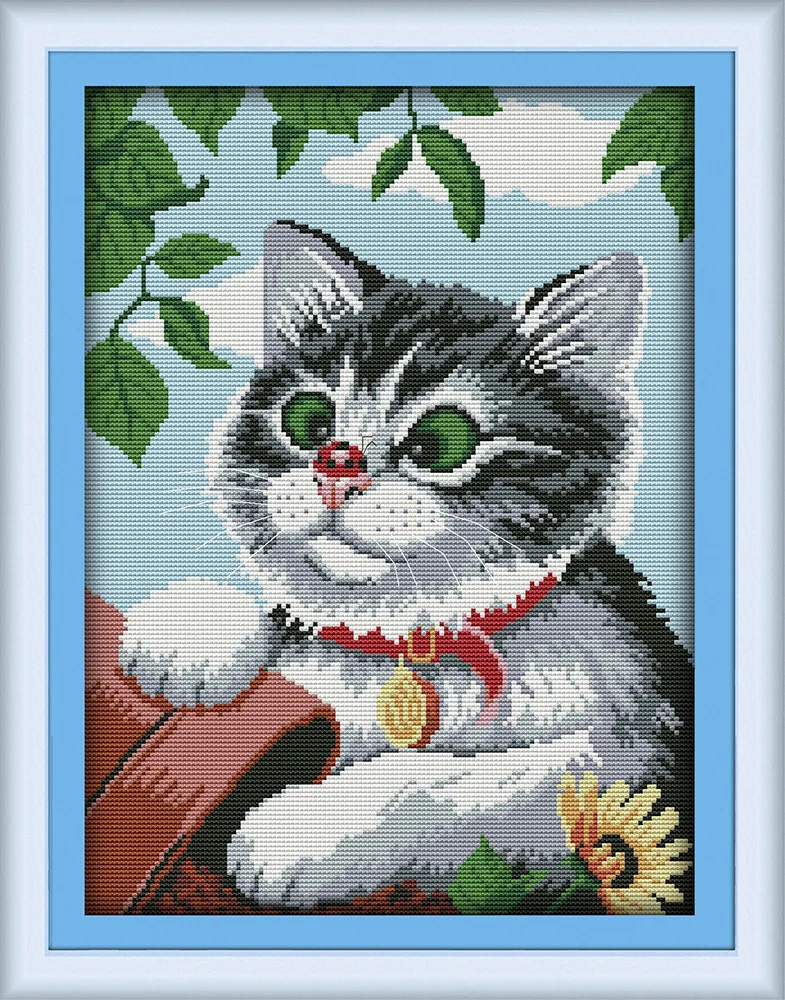 

Lovely cat Printed on Canvas DMC Counted Chinese Cross Stitch Kits printed Cross-stitch set Embroidery Needlework