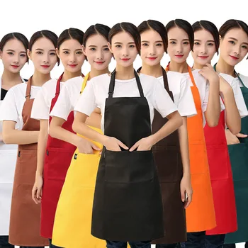 

Hanging Neck Can Be Adjusted Solid Color Foreign Trade Korean Version Of The Cloth Apron Customizable Embroidery Chef Aprons