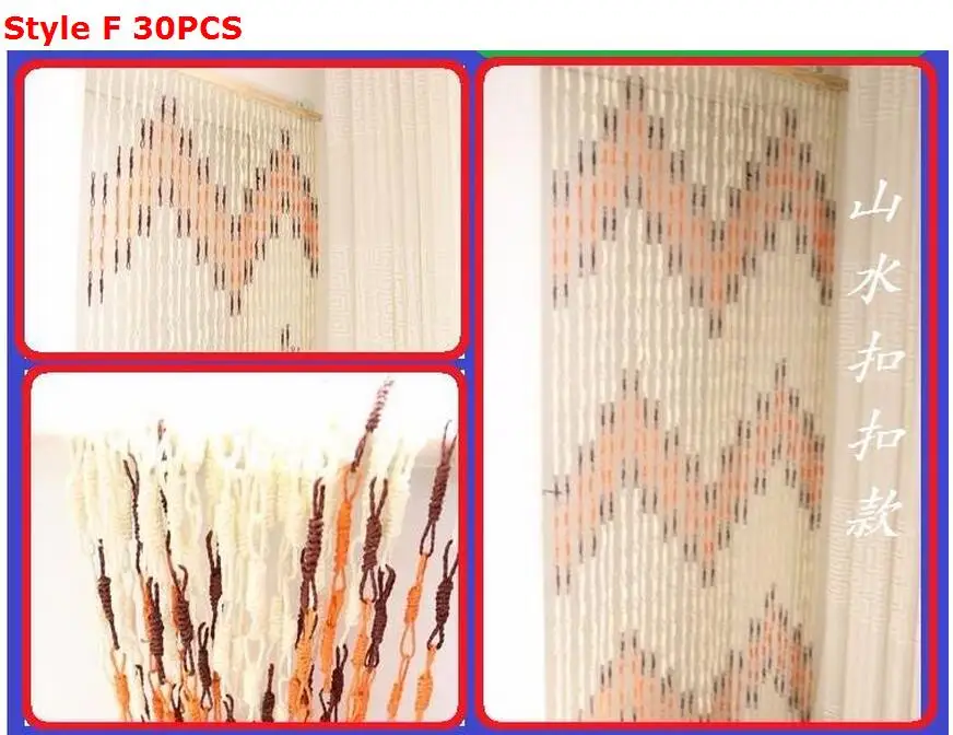 Бамбуковые Дверные Шторы, соломенная оплетка, перегородка, ручная работа, тростниковая штора, подвесная перегородка для комнаты, разделитель для экрана - Цвет: Style F 30PCS