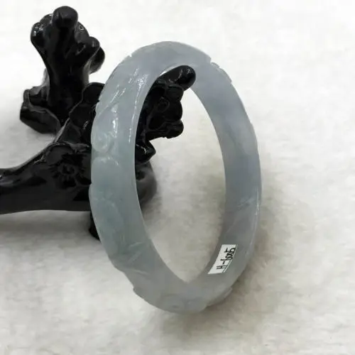 

2912 Vintage Chinese Hand-carved Green Jadeite Jade Gems Bracelet Bangle