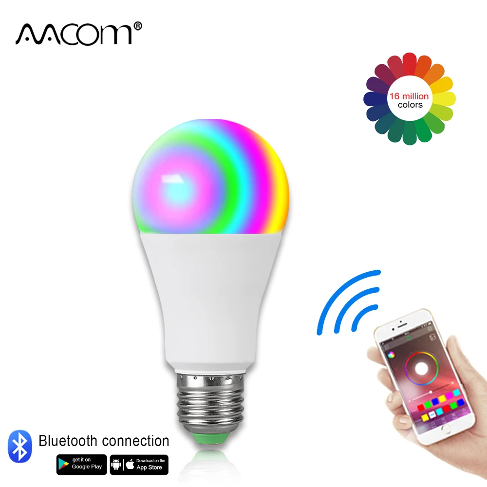 15 Вт Ampoule LED E27 умная лампочка Беспроводная Bluetooth 4 0 дистанционное управление 85 265 в