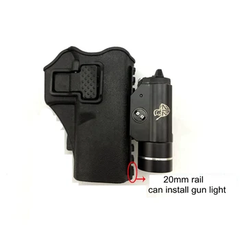 

Black Tan Green Glock Belt Gun Holster Right Handed Light Bearing W/ Rail Gun Holster for Glock 17 19 22 23 31 32