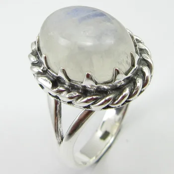 

Pure Cabochon Rainbow Moonstone Ring Size 6.5 Gems Jewelry Unique Designed