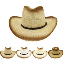 Ковбойская соломенная шляпа в стиле ретро Летняя шляпа для мужчин и женщин нарядное платье шляпа от солнца