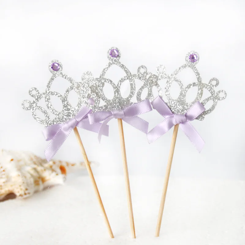

20pcs Princess Sofia Crown Glitter Cupcake Topper Birthday Cake Decoration Girl Princess Fantasy Cupcake Topper Cake Decoration