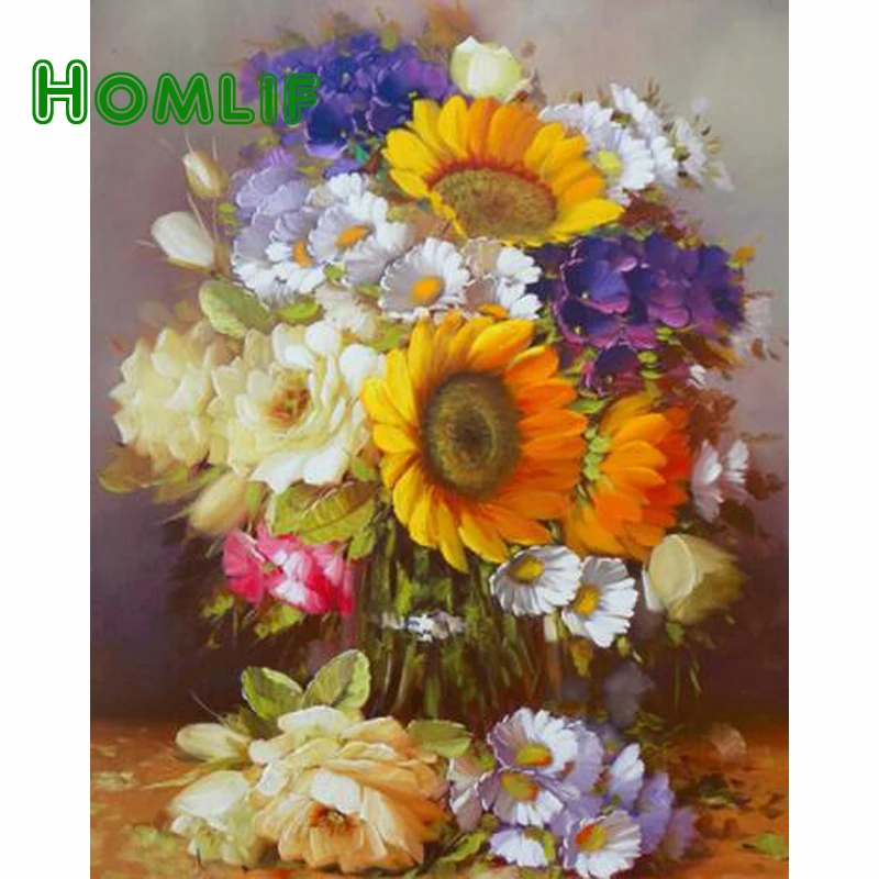 HOMLF новая 3D Алмазная картина вышивка крестиком кристалл все виды цветов