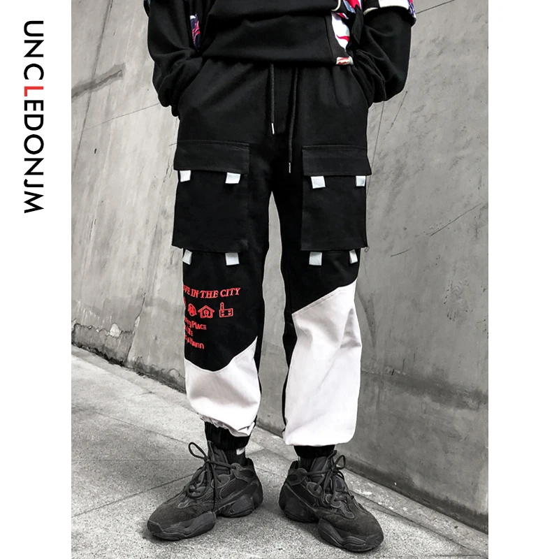 

UNCLEDONJM Track Pants Man Color Block Pockets 2019 AW Hip Hop Fashion Harem Streetwear Fashion Jogger Casual Trousers 540W