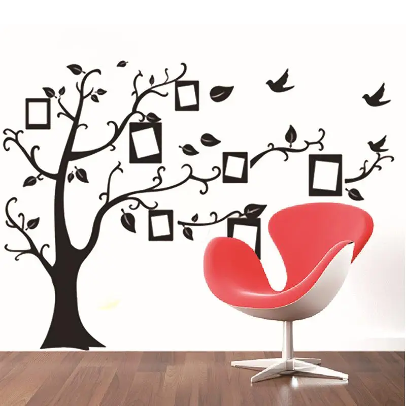 

60*90cm Family Photo Frame Tree Removable PVC Wall Decal Sticker Wallpaper for Living Room /Bedroom (Black)