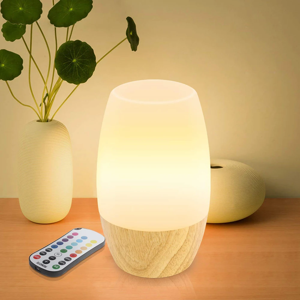 

US / UK / EU Plug Optional Remote Control Night Sleeping Lamp Wooden Base Kids Bedroom Lamp LE-D Baby Room Light