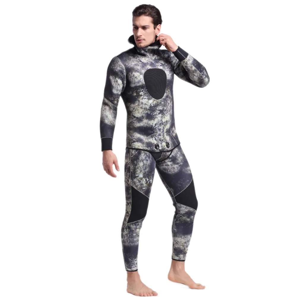 Sbart Камуфляж 3 мм неопреновые гидрокостюмы для дайвинга полный средства ухода за кожей для мужчин Подводное костюм для подводного плавания подводной охоты теплый защитный С hood