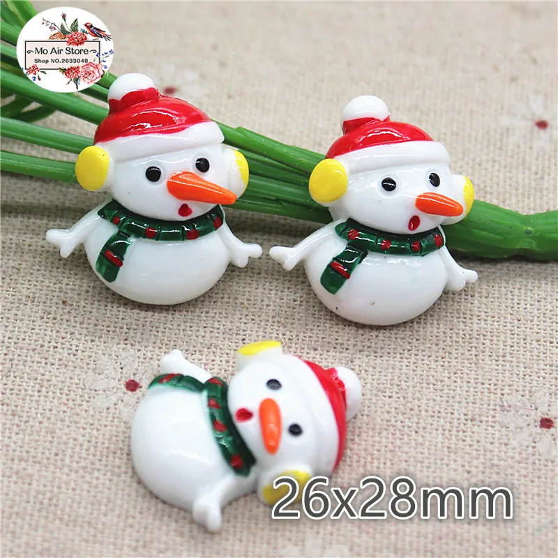 

10pcs Christmas snowman Resin flatback Cabochon Art Supply Decoration Charm Craft DIY craft 26x28mm