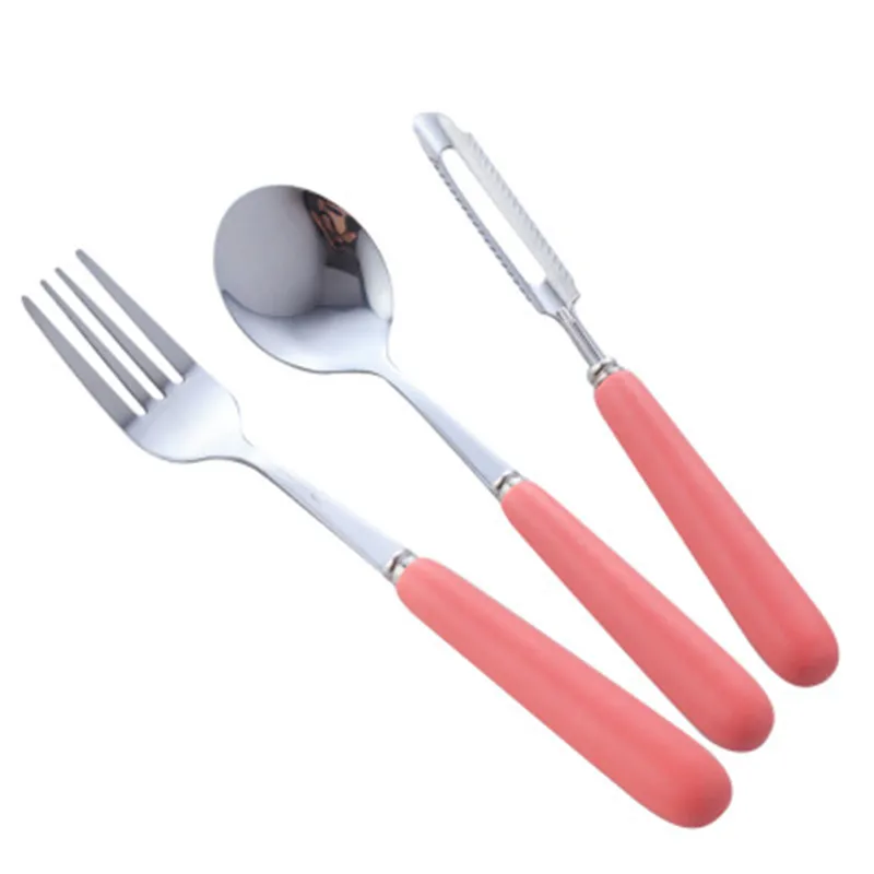 Множественные стили Детская посуда для Нержавеющая сталь столовые приборы, ложка, вилка нож для фруктов Детские Нержавеющая сталь посуда инструмент