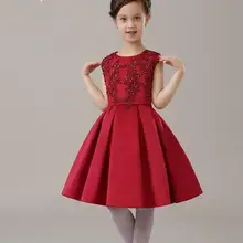 Летний костюм платье принцессы для девочек Детские вечерние Костюмы Дети шифон Кружево Платья для женщин для маленьких девочек партии красный жемчуг платье