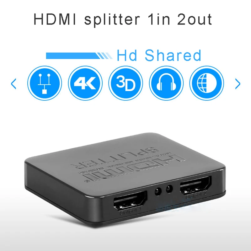 Mini 2 порта HDMI Splitter 1x2 1 в 2 из коммутатор 4 К 3D 1080 P HDMI дистрибьютор для HDTV PS3 ноутбук телеприставки плеер