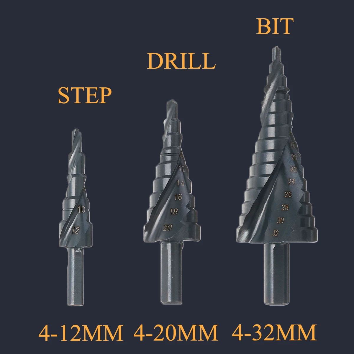 3 шт. 4-32 мм 4-20 мм 4-12 мм HSS шестигранное титановое спиральное Рифленое ступенчатое сверло Кобальт комплект металлический Дырокол резак высокое качество электроинструменты