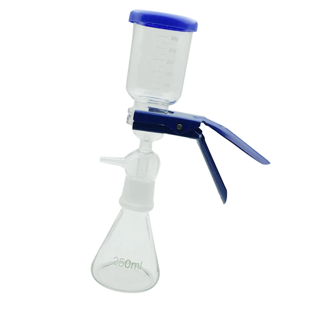 250ml Flask Filtration Apparatus Vacuum Lab Filtering Unit with 300mL Graduated Funnel with Lid & Aluminum Clamp