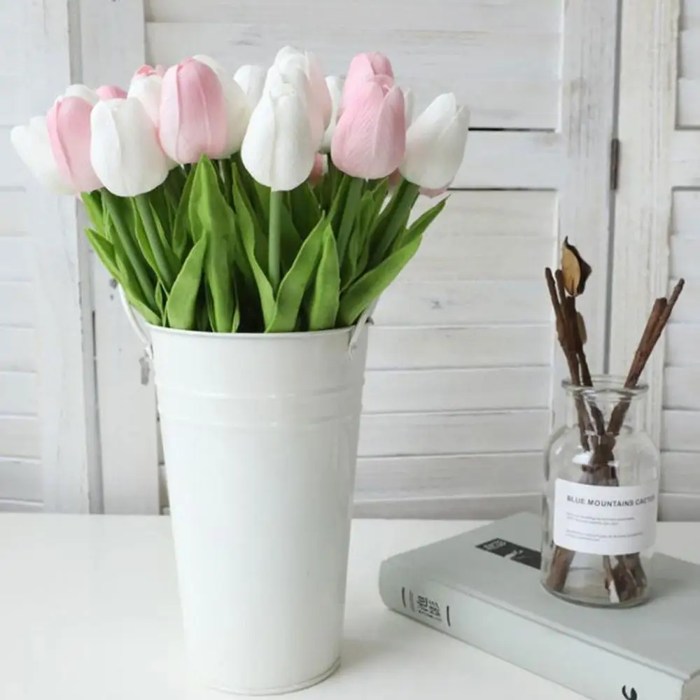 

Dropshipping pu mini tulip flower real touch wedding flower bouquet artificial silk flowers for home party decoration 1pcs XF30