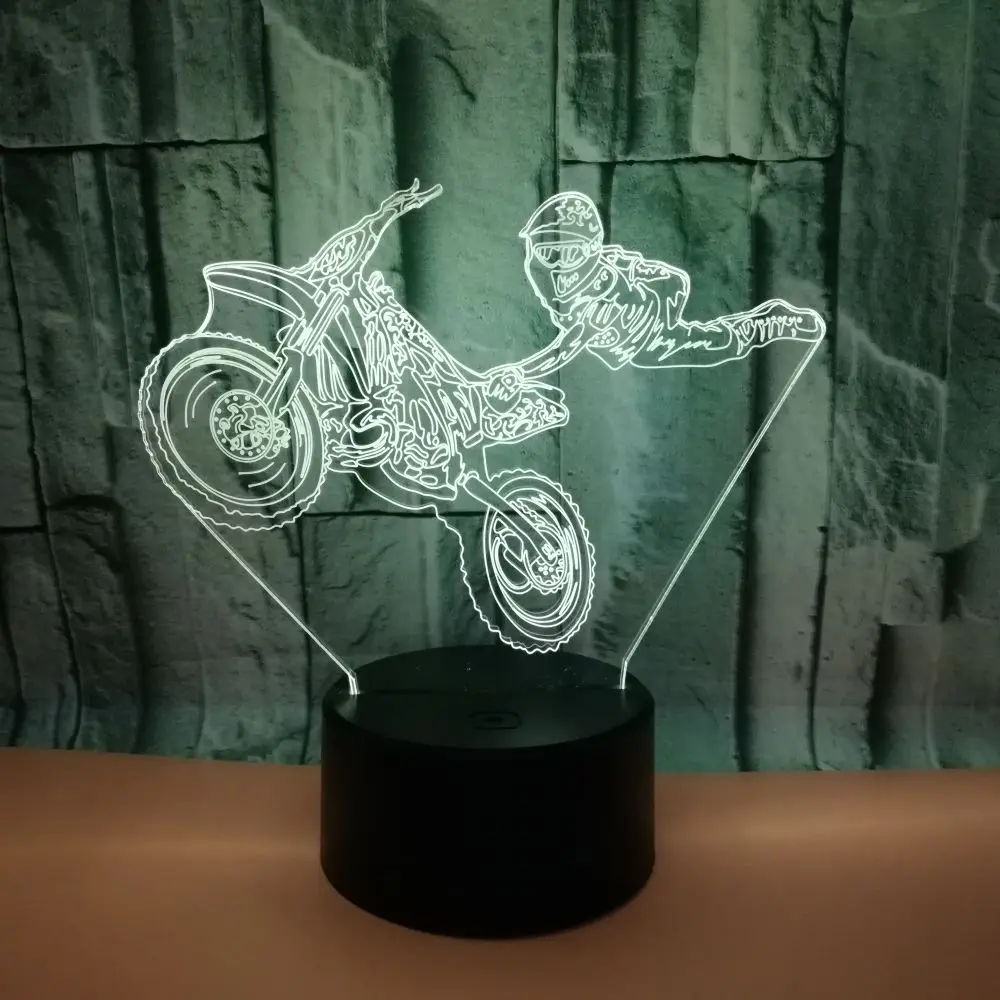 Световой 3d ночник для мотоцикла необычная настольная лампа езды на велосипеде