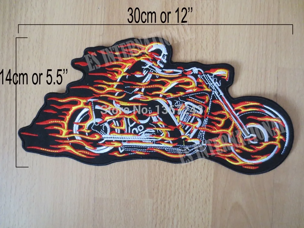 Огромная езда с пламенем 12 дюймов Большая Вышивка Патчи для куртки мотоцикл байкер езды бесплатно