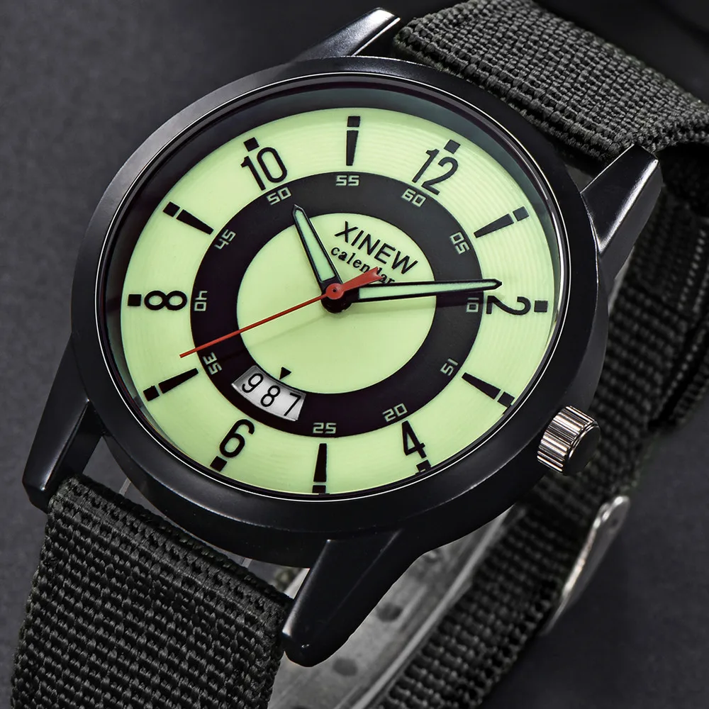 

Vintage Classic Men's Waterproof Date Nylon Strap Sport Quartz Army Watch skmei homme round digital Christmas gift_12.7