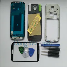 Black Replacement Full Housing Cover Case+Screen Glass Lens+Door Back Battery Cover Case For Samsung Galaxy S4 i9500 Tools Film