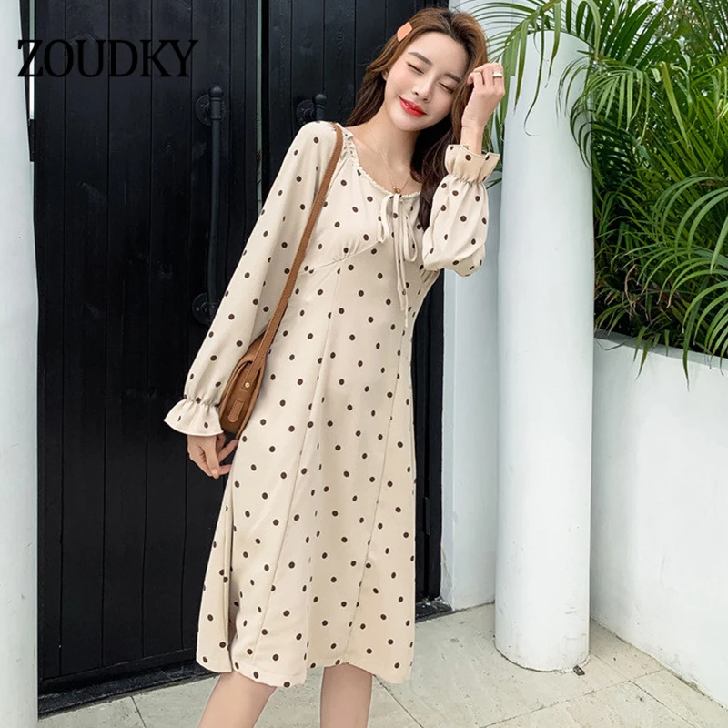 Real Shot Korean Version Bohemian Polyester Women Dresses Female Summer Full Sleeve Party Slim Beach Sundress Vestidos | Женская одежда
