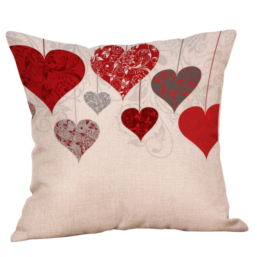 Quneed Cushion Cover Happy Valentine's Day Throw Pillow Case Sweet Love