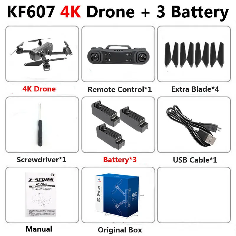 KF607 Профессиональный складной мини Дрон с двойной камерой 1080P 4K HD WiFi FPV оптический поток RC Квадрокоптер Вертолет игрушки VS SG106 - Цвет: KF607 4K 3B Box