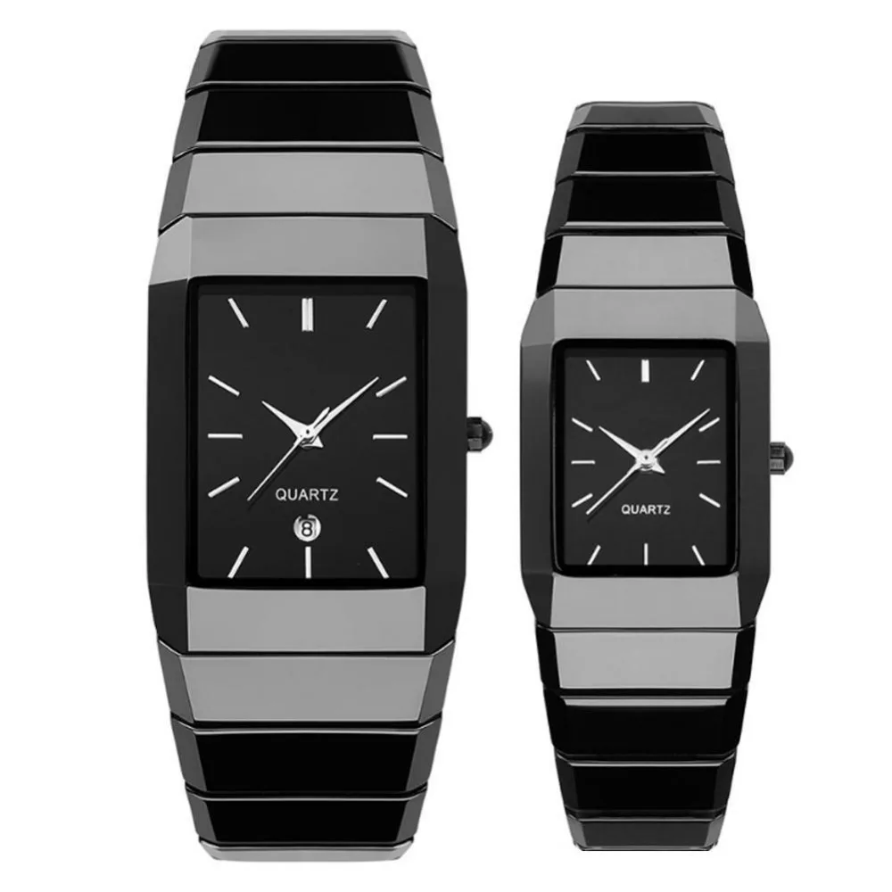 

Luxury Ceramic square watches for women mens couple clocks black men's women's quartz wristwatches waterproof ladies man relojes