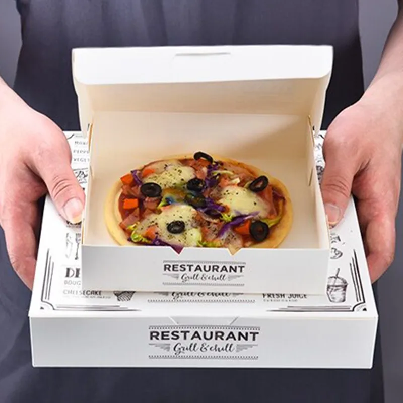 New sale 5pcs 16.5x16.5x4cm/23x23x4.5cm Cheese pizza box Novel clean pizza can be placed on display stylish generous packing box