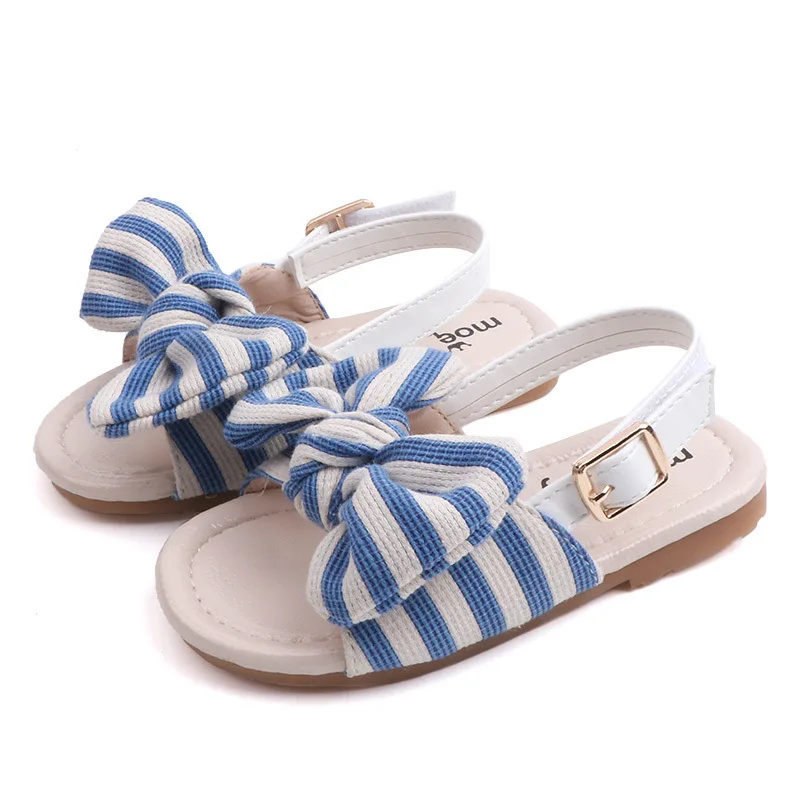 

Toddler Infant Kids Baby Girls Elegant Striped Bowtie Flower Princess Shoes Sandals baby sandals kids soft sandal for girl