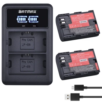 

Batmax LP-E6 LPE6 LP-E6N made by Japan Cells battery +LED Dual USB Charger for Canon EOS 5D Mark II III 5DS 5DSR 6D 7D 60D 90D