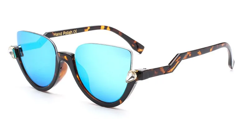 Женские солнцезащитные очки с бриллиантами, кошачий глаз, полуоправа CCSPACE, брендовые дизайнерские очки, модные женские очки, УФ-защита 45159