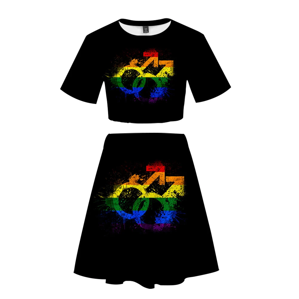 Костюм с короткой юбкой LGBT 2 футболки коротким рукавом и платья
