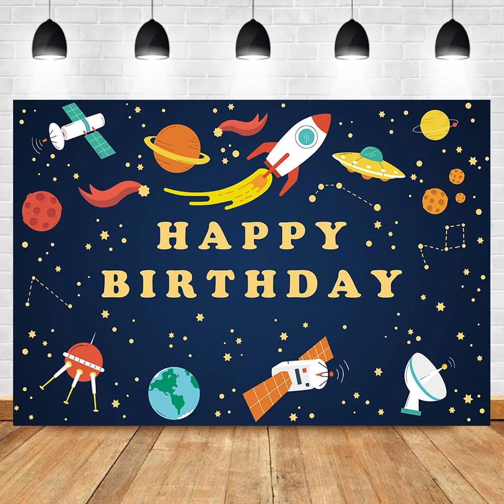 

Neoback Happy Birthday Photography bBackdrop Newborn Baby Space Agency Astronaut Photography Backdrops Studio Shoots